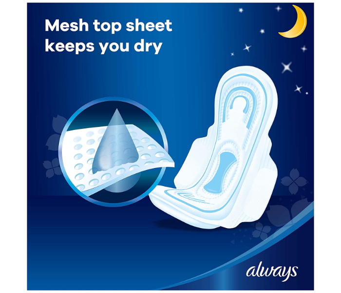 Always Clean and Dry Maxi Thick 8 Count Night Sanitary Pads with Wings  - Zoom Image 5