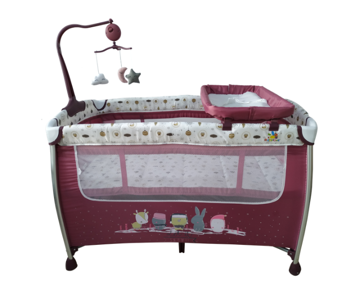 Babylove 27-920AP Baby Love Playpen Two Layers With Toys - Rose - Zoom Image 1