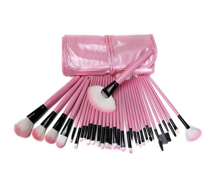 Professional 32 Piece Makeup Brush Set - Pink - Zoom Image