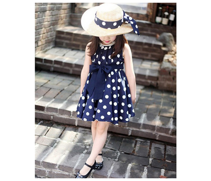 Little Wings 3 year Polka Dot Lolita Style Knee Length Frock - Blue  - Zoom Image