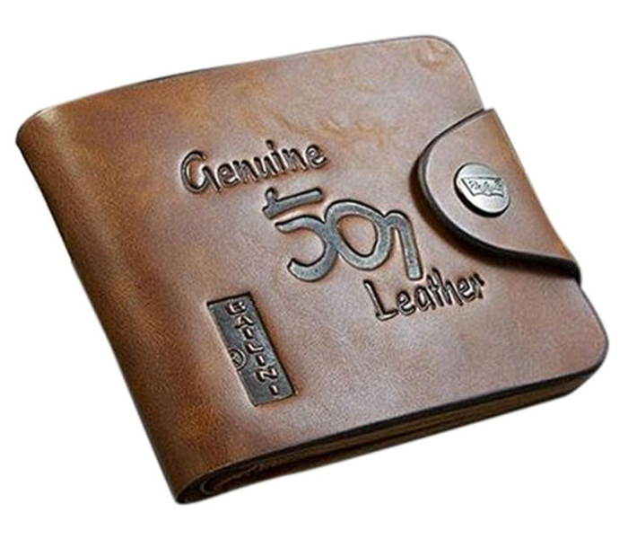 Faux Leather Bifold Wallet - Brown - Zoom Image