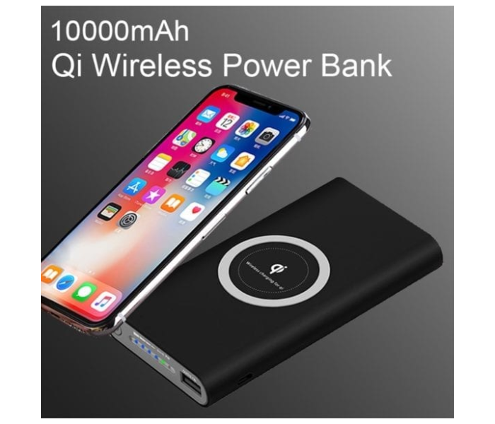 Generics Universal Fast Charging 10000mAh Portable Power Bank with Wireless Qi Charger Pad - Black - Zoom Image 2