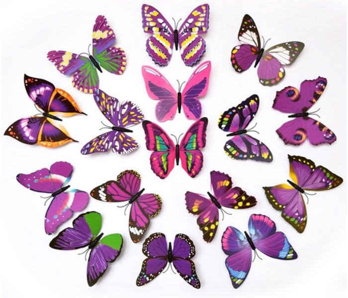 3D Butterfly 15cm Decoration Wall Sticker - Purple - Zoom Image