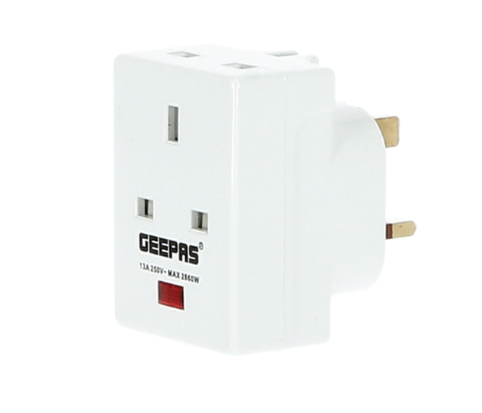 Geepas GA58018 3 Pin UK Type Adapter - White - Zoom Image 1