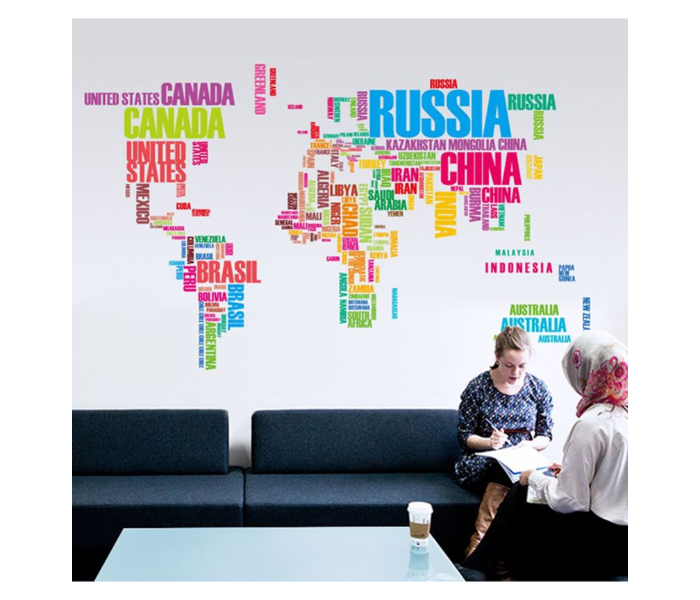 Colorful Letters World Map Wall Stickers - Zoom Image