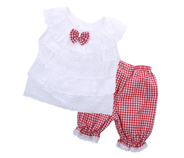 Little Wings 3 Years Girls Summer Cotton T Shirt and Lattice Shorts Pants - Pink  - Zoom Image 1