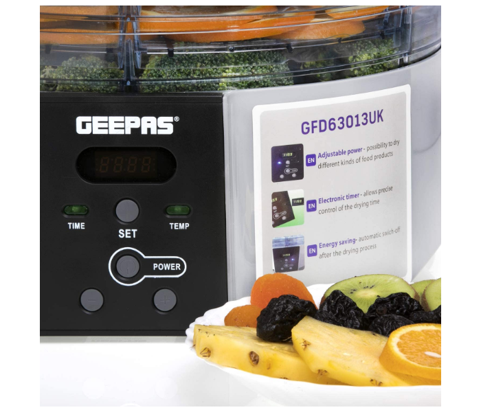 Geepas GFD63013UK 520W Digital Food Dehydrator with 5 Large Trays – Black and Silver - Zoom Image 4