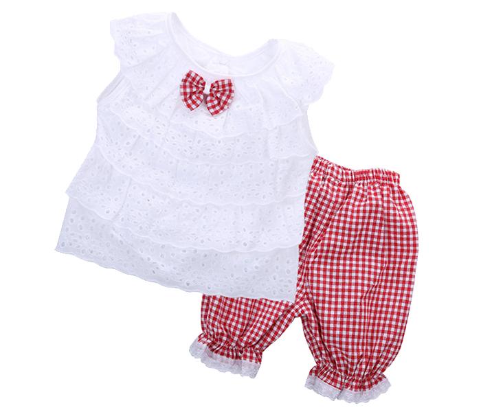 Little Wings 4 Years Girls Summer Cotton T Shirt and Lattice Shorts Pants - Pink  - Zoom Image 5