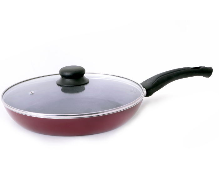 Royalford RF2952 26cm Non-Stick Fry Pan with Lid - Red - Zoom Image 1