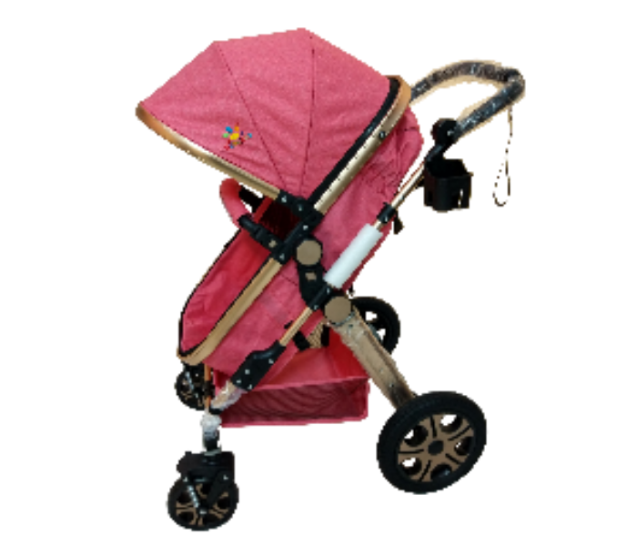 Baby Love 27-004KF Aluminum Golden Tube Stroller - Pink - Zoom Image 3