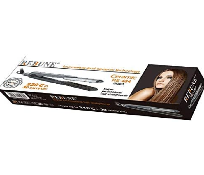 Rebune RE-484 Hair Straightner with Tourmaline and Ceramic Technology - Black - Zoom Image