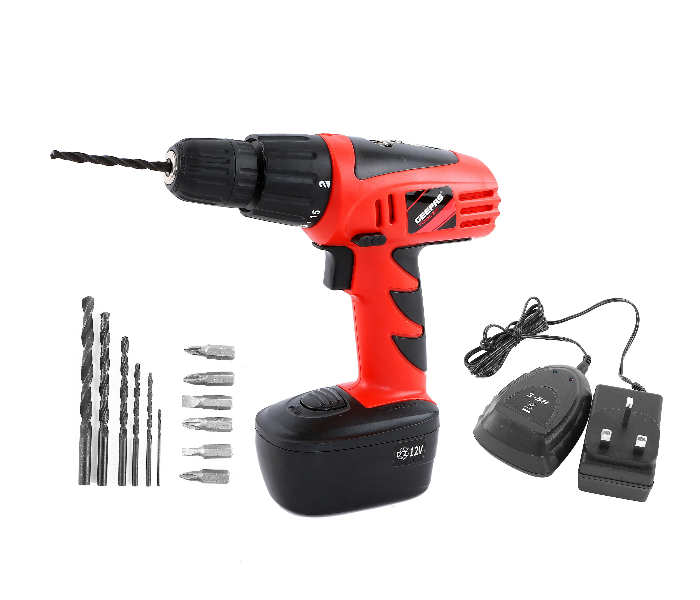 Geepas GCD7628 12V Cordless Drill - Red and Black (D) - Zoom Image 1