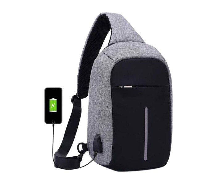 Anti Theft Waterproof Sling Backpack with USB Charging Port for Men and Women - Grey - Zoom Image