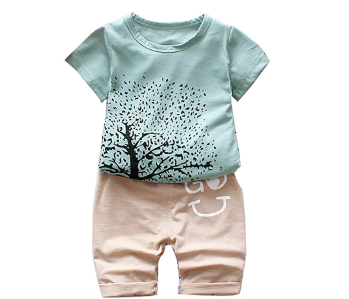 Little Wings 3 Years Boys Tree Design Short Sleeve Top and Breathable Shorts - Green - Zoom Image 1