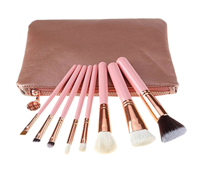 Professional 8 Piece Makeup Brush Set - Pink - Zoom Image