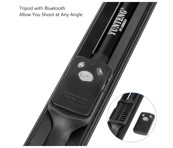 Yunteng VCT1388 Telescopic Bluetooth Control Tripod Stand - Black - Zoom Image 2