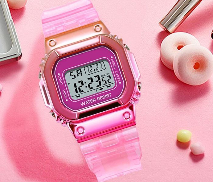 Multifunction Waterproof Watches Gradient Rectangle Unisex - Pink  - Zoom Image 2