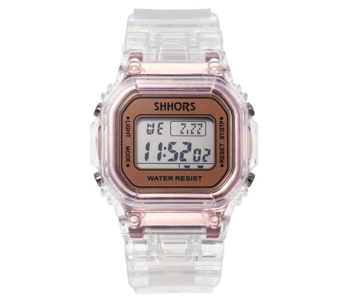 Casual Transparent Digital Sport Watch Waterproof Wrist Watch Unisex – Rose Gold - Zoom Image