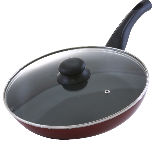 Royalford RF2952 26cm Non-Stick Fry Pan with Lid - Red - Zoom Image 2