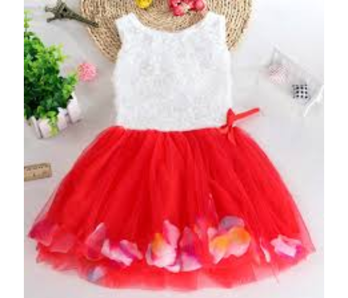 Little Wings 4 years Lace Bow Flower Bottom Princess Tutu Dress - Red - Zoom Image