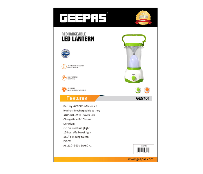 Geepas GE5701 48 Pieces Rechargeable LED Lantern - Green - Zoom Image 2