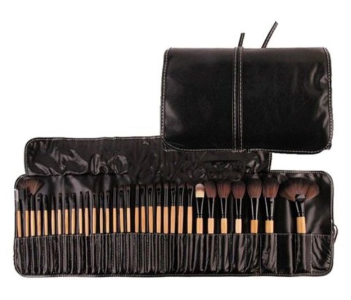 Print Logo 32 Piece Makeup Brushes - Black - Zoom Image