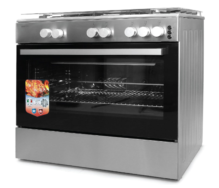 Geepas GCR9087NTST 5 Burner Gas Cooking Range with Thermostat - Silver - Zoom Image