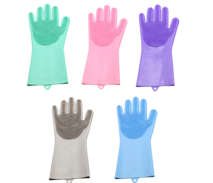  RMM6102 Reusable Cleaning Magic Brush Silicone Gloves - Blue - Zoom Image 2