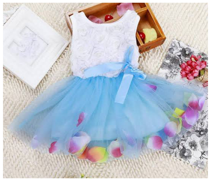 Little Wings 3 years Lace Bow Flower Bottom Princess Tutu Dress - Blue - Zoom Image