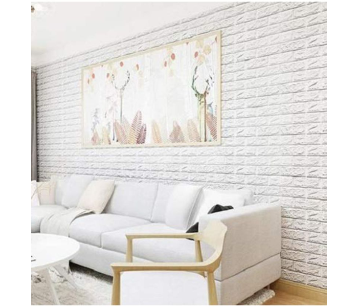 3D Embossed Brick Stone 70 x 77cm Wall Sticker - White - Zoom Image