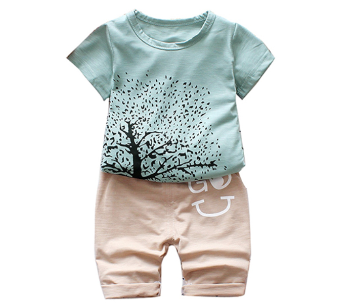 Little Wings 2 Years Boys Tree Design Short Sleeve Top and Breathable Shorts - Green - Zoom Image 1