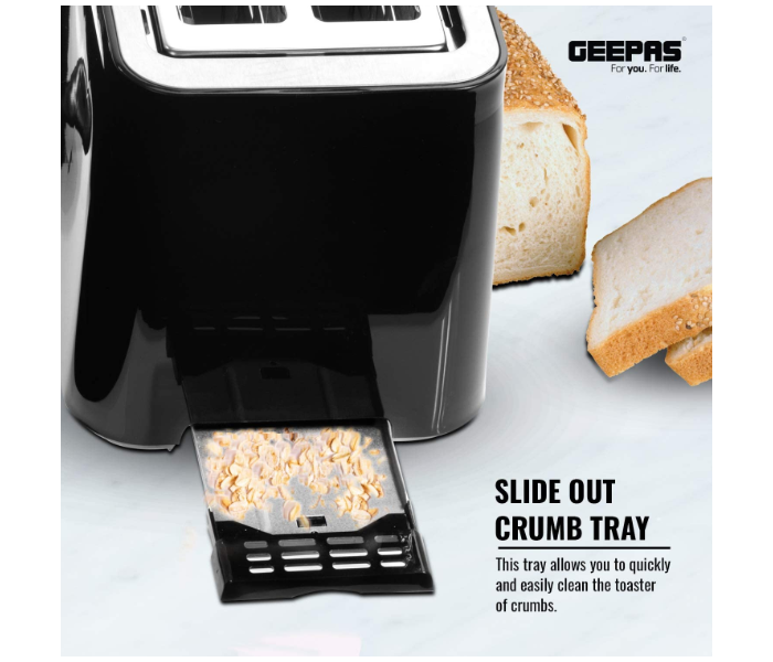 Geepas GBT36513UK 850W 2 Slice Bread Toaster with Slide Out – Black and White - Zoom Image 6