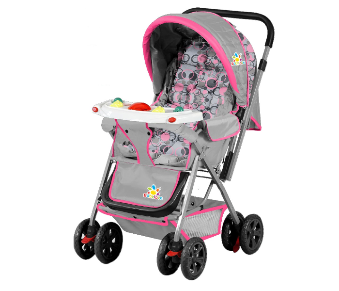 Baby Love 27-2116 Foldable Baby Stroller - Grey and Pink - Zoom Image 1