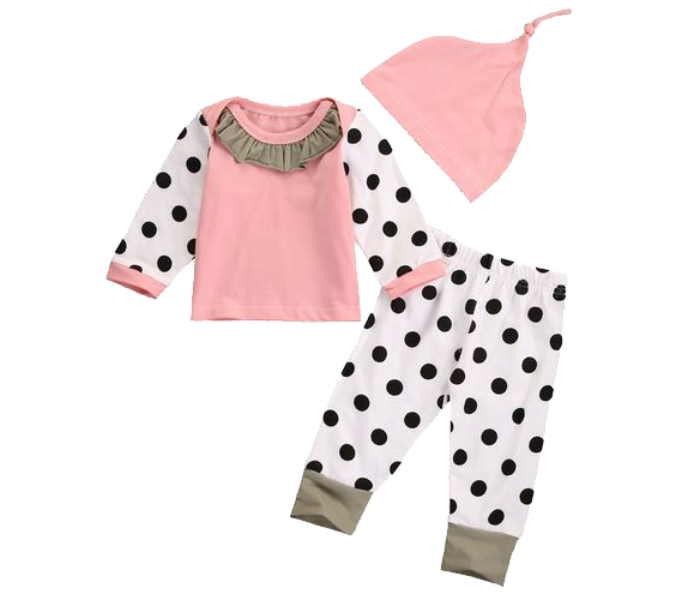 Little Wings 6 months Baby Dots Romper with Cap - Pink and White - Zoom Image 1