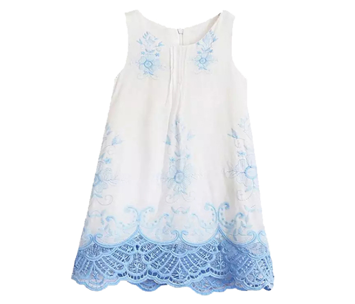 Little Wings 3 Years O-Neck Floral Princess Sleeveless Embroidery Dress - White - Zoom Image