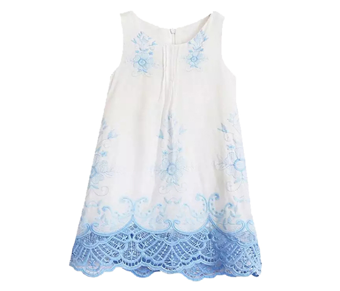 Little Wings 4 Years O-Neck Floral Princess Sleeveless Embroidery Dress - White - Zoom Image