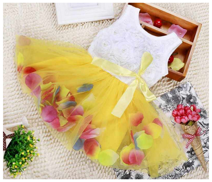 Little Wings 5 years Lace Bow Flower Bottom Princess Tutu Dress - Yellow - Zoom Image 1