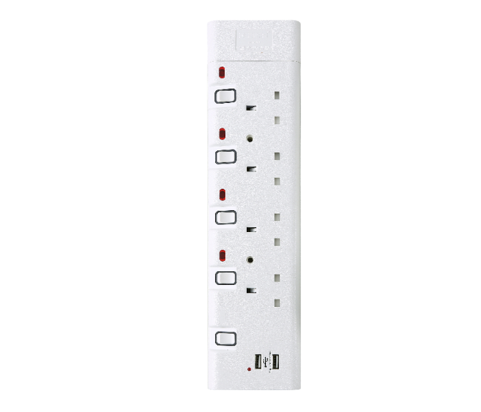 Geepas GES4088 5 Meter USB Sockets Extension 4 Way Board - White - Zoom Image 2