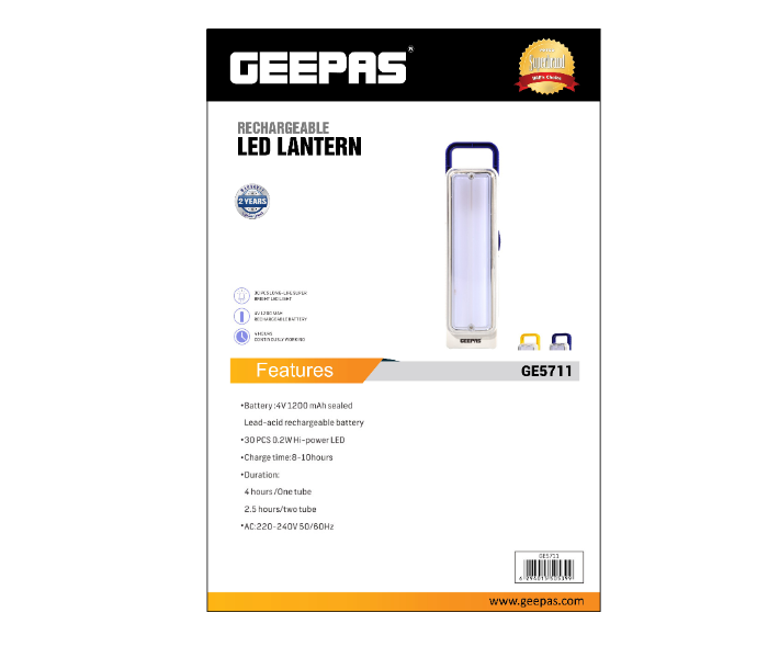 Geepas GE5711 30 LED Rechargeable Emergency Lantern - Beige - Zoom Image 3