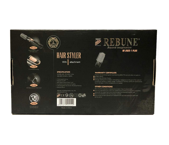 Rebune RE-20251PLUS Beyond Imagination Professional Hair Styler with 1 Attachment - Black - Zoom Image 3