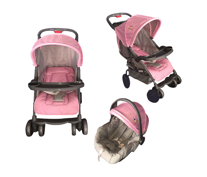 Baby Love 27-10YK Stroller With Car Seat - Pink - Zoom Image 2