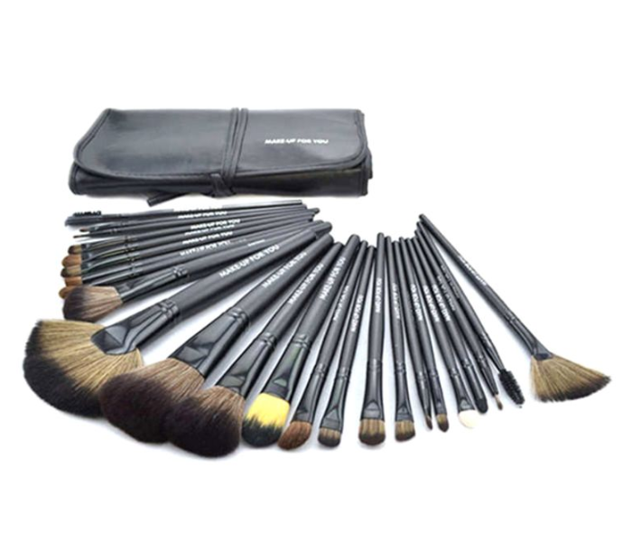 Professional Cosmetic 24 Piece Brush Set with Folding Bag - Black - Zoom Image