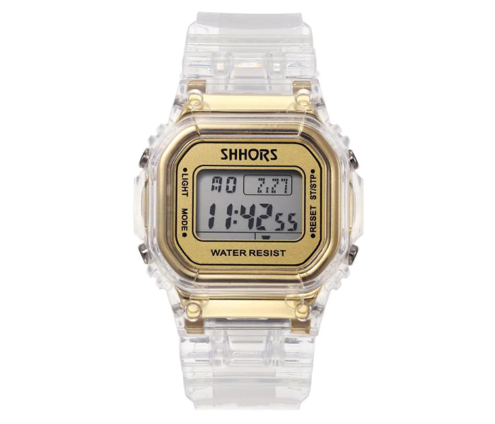 Casual Transparent Digital Sport Watch Waterproof Wrist Watch Unisex – Gold  - Zoom Image