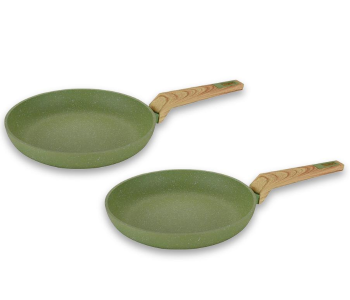 Royalblue Pack Of 2 24 CM Olive Stone Non-Stick Coated Forged Aluminum Induction Friendly Round Fry Pan - Green - Zoom Image