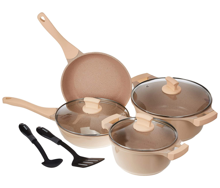 Winsor WR6003 9 Pcs Cast Non-Stick Cookware Set - Beige  - Zoom Image 1