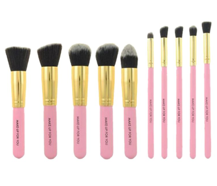 Stylish Fashion 10 Piece Makeup Brushes - Pink - Zoom Image