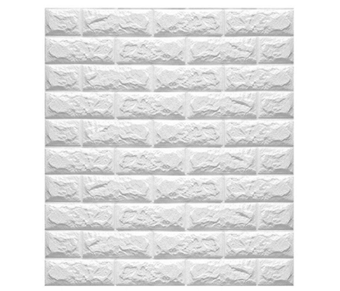 3D White Imitation Brick 120 x 120cm Wall Stickers - White - Zoom Image