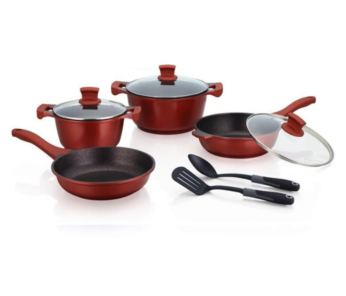 Winsor WR6004 9 Pieces Cast Aluminium Granite Non Stick Set - Burgundy - Zoom Image 1