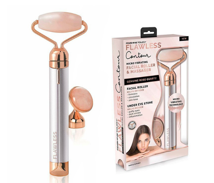 FRM0120 Finishing Flawless Contour Vibration Face Roller and Massager - Rose Quartz - Zoom Image 1