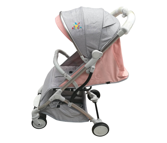 Baby Love 27-005KF Aluminum Silver Tube Stroller With Bag - Grey and Pink - Zoom Image 1